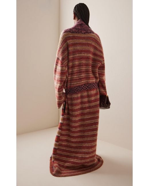 Zankov Red Justin Striped-Knit Maxi Coat