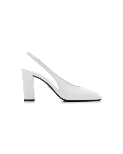 Prada White Leather Slingback Pumps