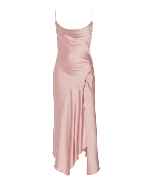 Jonathan Simkhai Pink Asymmetric Satin Slip Dress