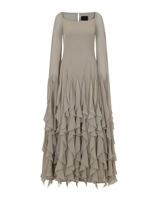 Aquillora Natural Innocence Long Ruffle Sleeve Dress