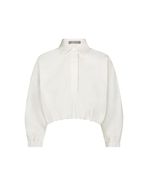 Lela Rose White Cotton Poplin Long Sleeve Top