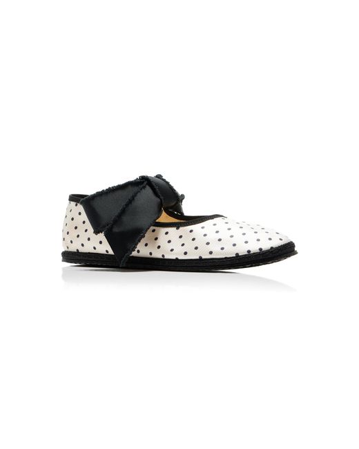 Vibi Venezia Black Exclusive Riviera Convertible Bow Polka-Dot Silk Mary Jane Flats