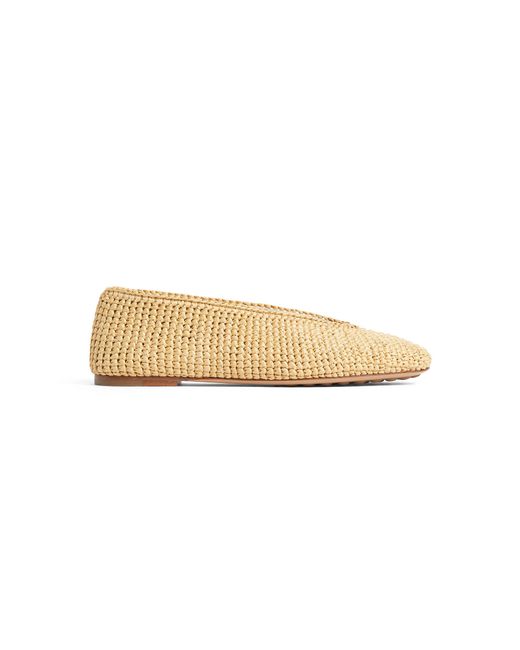 Bottega Veneta Natural Rosa Ballerina Raffia Flats