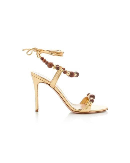Gianvito Rossi Beaded Metallic-leather Sandals