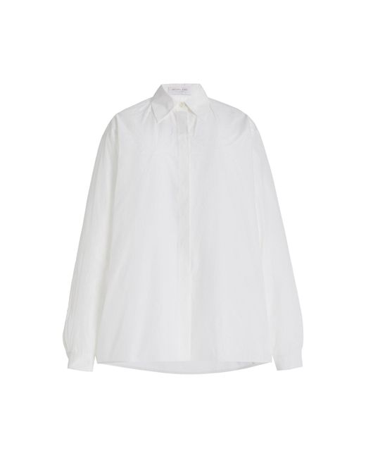 Michael Kors White Boyfriend Oversized Silk-cotton Shirt