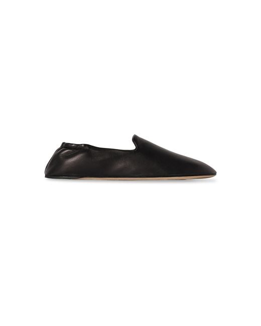 The Row Black Casa Leather Slippers