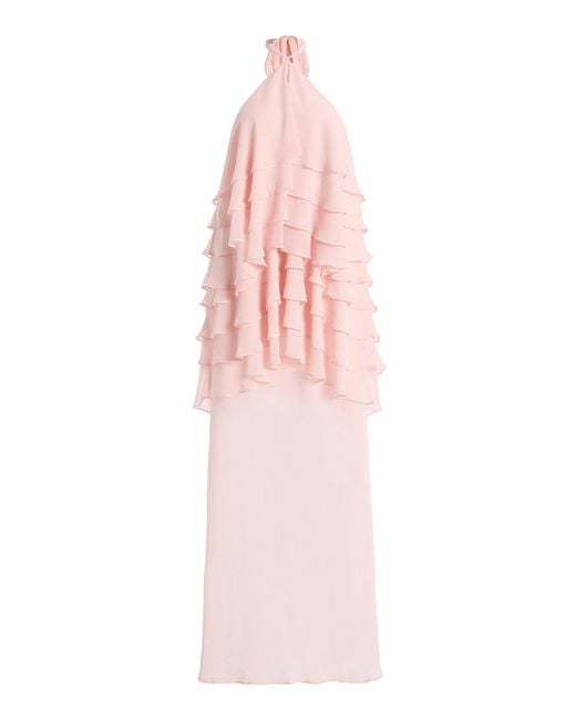 Third Form Pink Gaia Tiered Chiffon Maxi Dress