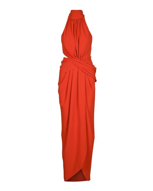 Johanna Ortiz Red Draped Maxi Dress