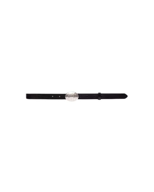 Black Suede Studio White Sable Leather Belt
