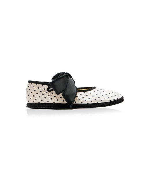 Vibi Venezia Black Exclusive Riviera Convertible Bow Polka-Dot Silk Mary Jane Flats