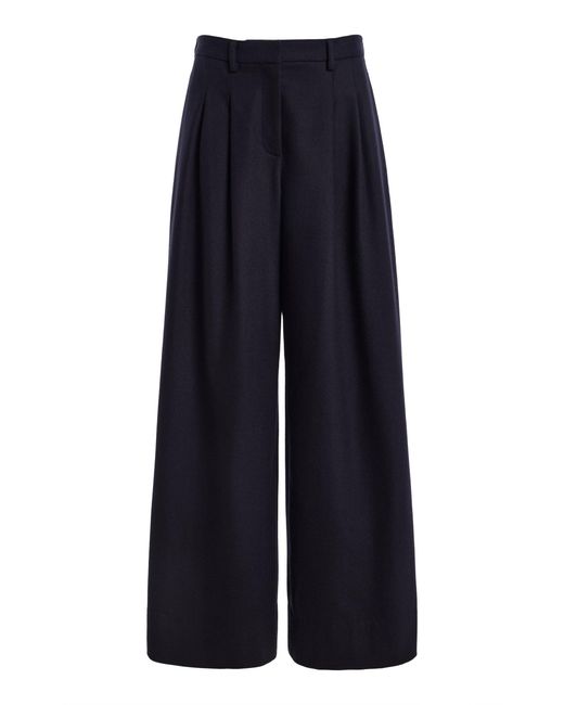 Twp Blue Avery Pleated Wool-Cashmere Trousers
