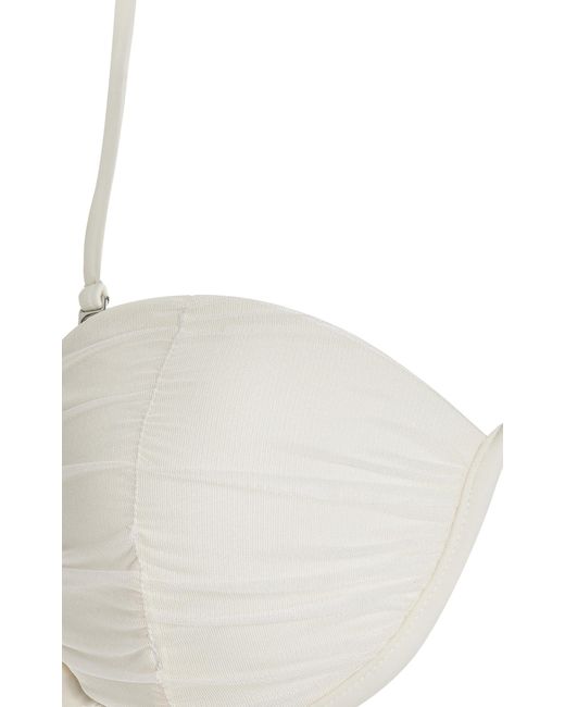 ANDREA IYAMAH White Capa Ruched Cup-detailed Bikini Top