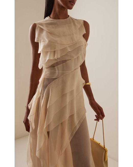 Altuzarra Natural Gigi Ruffled Silk Maxi Dress
