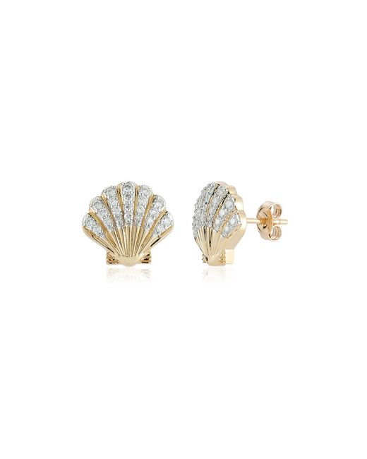 Mateo White Diamond Venus Shell Studs