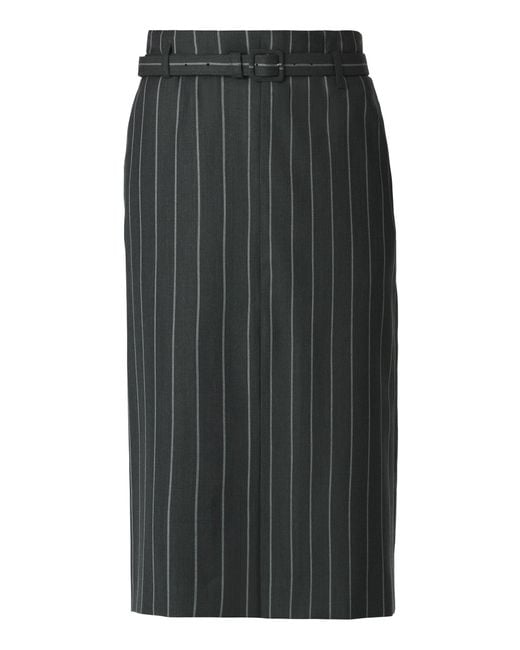 Monse Gray Striped Stretch-Wool Midi Pencil Skirt