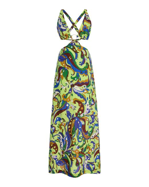 ALMAIS Yvette Cutout Linen Midi Dress in White | Lyst UK