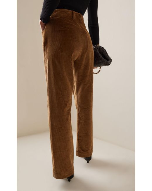 House of Dagmar Brown Organic Cotton Corduroy Wide-leg Pants