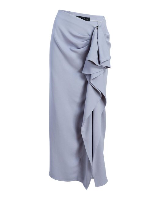 Proenza Schouler Blue Cella Printed Crepe Twill Midi Skirt