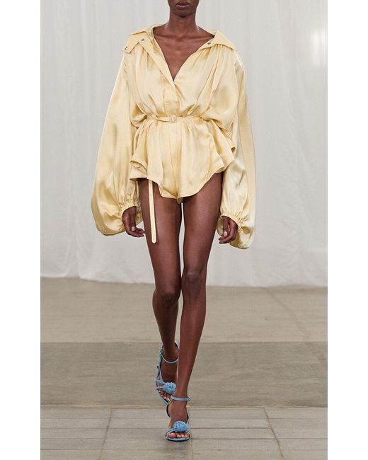 ROTATE BIRGER CHRISTENSEN Natural Relaxed Chiffon Playsuit