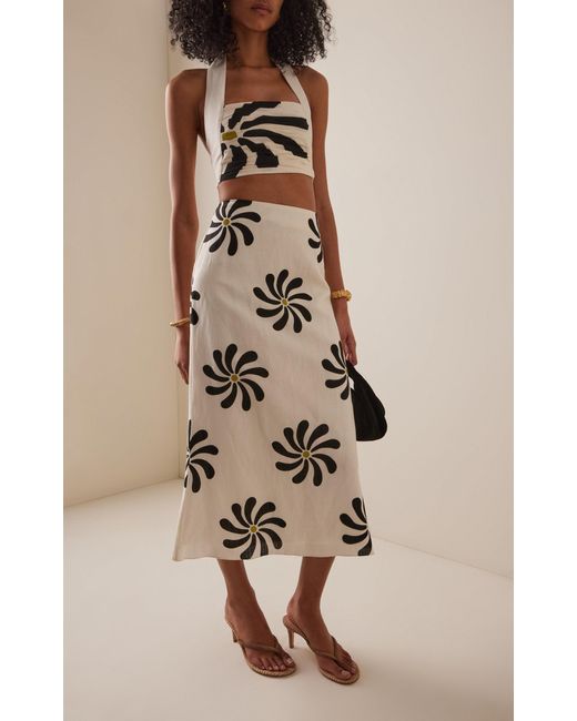 Cala De La Cruz White Fiji Linen Halter Crop Top