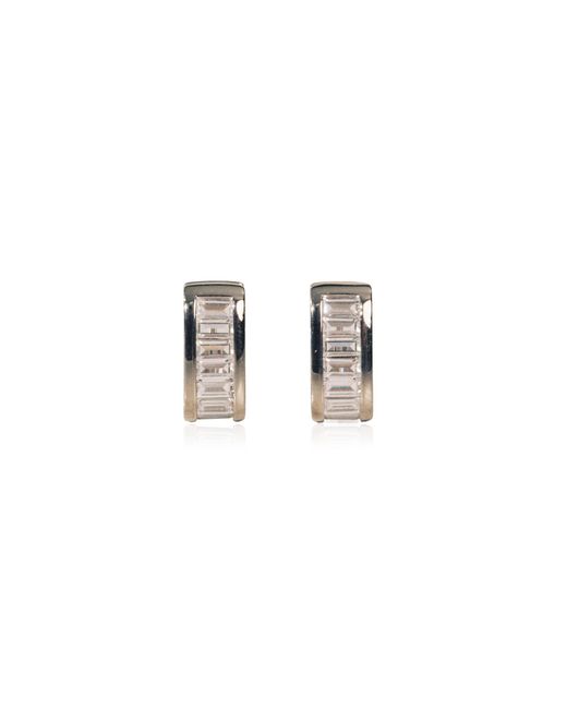 DEHANCHE Natural Crystal Baguette Huggie Earrings