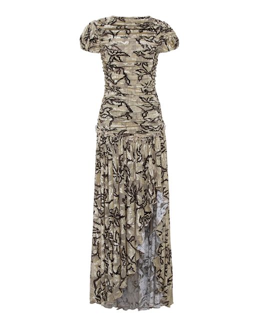 Siedres White Adeline Gathered Velvet Maxi Dress