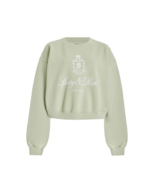 Sporty & Rich Green Vendome Cropped Cotton Sweatshirt