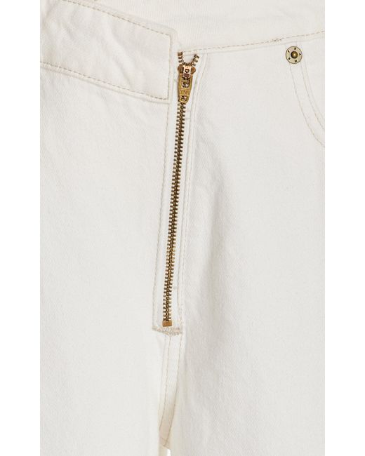 FRAME White Zip-detailed Rigid High-rise Barrel Jeans