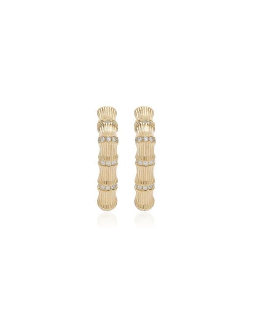 Yvonne Léon White Bamboo 9k Yellow Gold Diamond Earrings