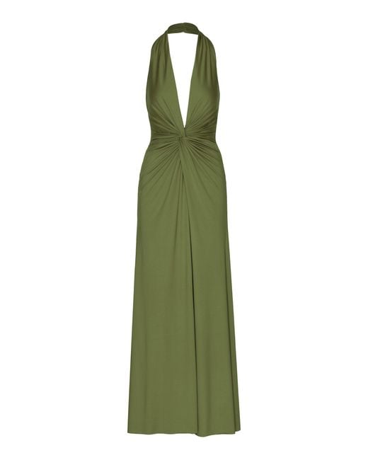 ANDRES OTALORA Green Mendra Gathered Jersey Maxi Dress