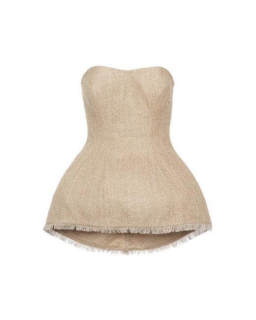Rosie Assoulin Natural Boucle Strapless Bustier Top