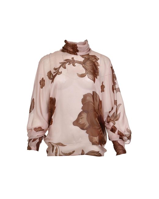 Francesca Miranda Pink Garden Floral Silk Top