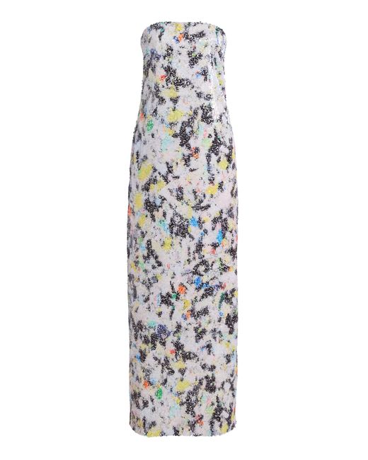 SIRAPOP White Christine Printed Sequin Dress