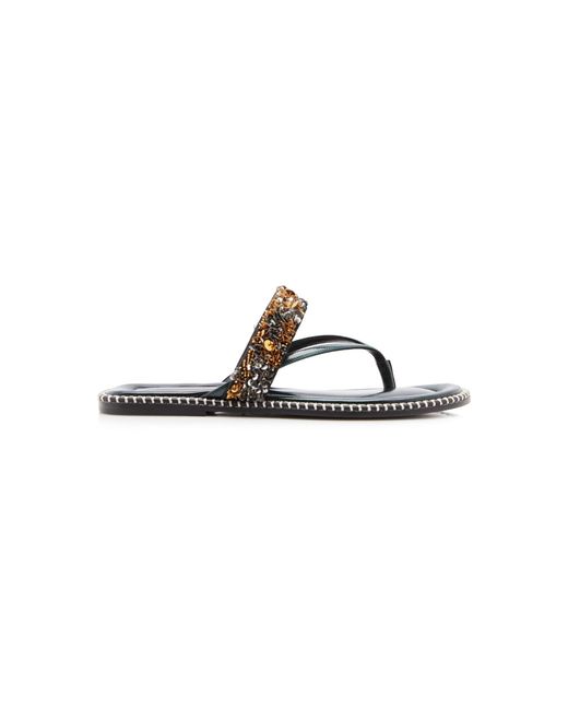 Dries Van Noten Metallic Sequin Embellished Leather Sandals