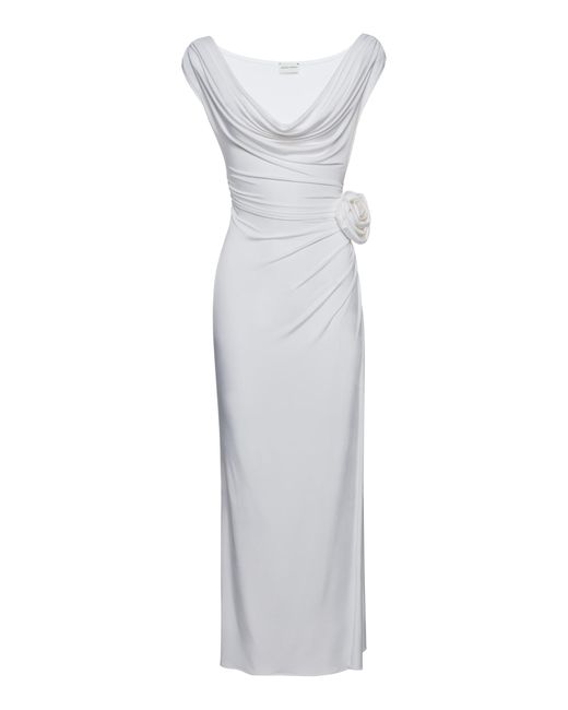 Magda Butrym White High-cut Draped Maxi Dress