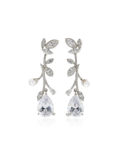 Anabela Chan Citrus Vine 18k White Gold, Rhodium Vermeil Diamond Earrings