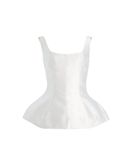 Marlies Grace White Ivy Satin Peplum Top