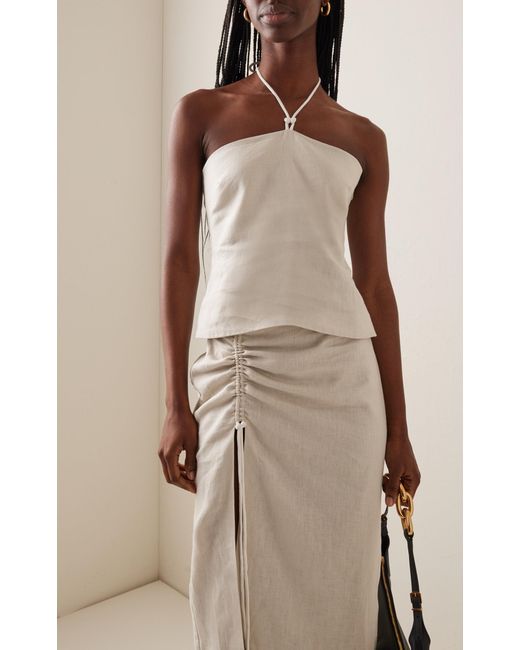Sir. The Label D'orsay Corded Linen Halter Top in Natural | Lyst