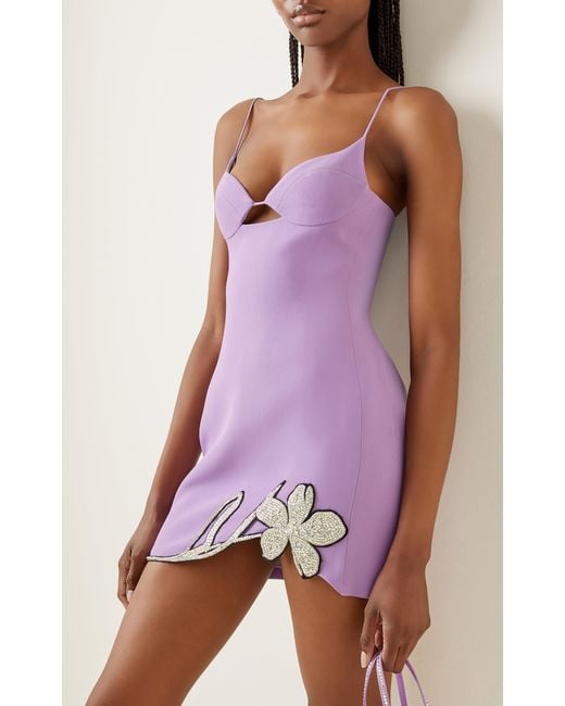 david koma embroidered cady mini dress David Koma Crystal Embroidered Cami Mini Dress main image 0