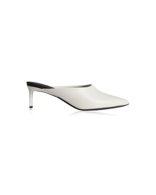 Co. White Pointed Toe Leather Mules