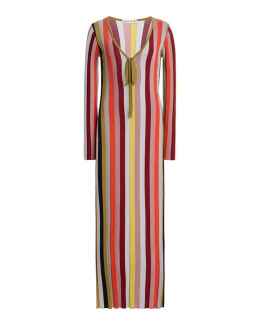 Third Form Red Rhythm Striped Knit Maxi Dress