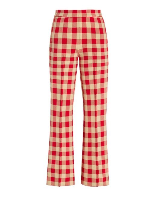 High Sport Exclusive Kick Gingham Stretch-cotton Knit Cropped Flared Pants