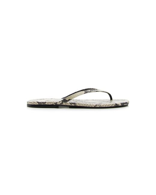 Staud White Freja Snake-Effect Leather Thong Sandals