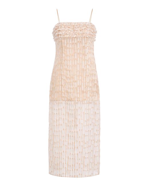 Ulla Johnson Natural Katia Cotton-Blend Fitted Midi Dress