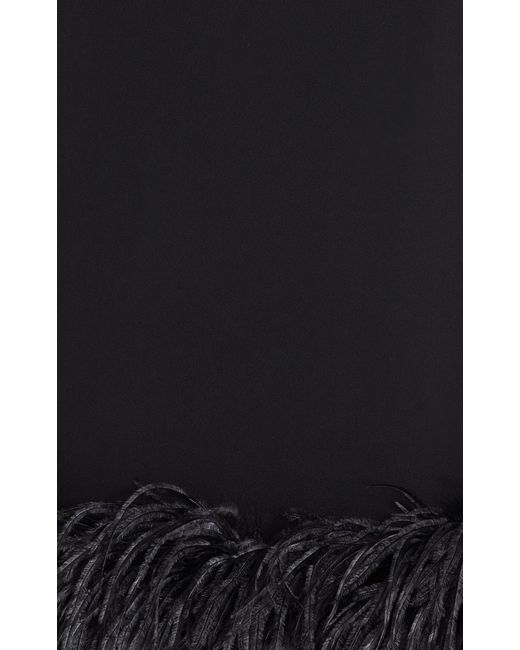 16Arlington Black Petya Feather-trimmed Crepe Midi Skirt