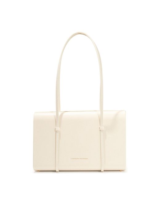 Carolina Herrera White Luci Grained Leather Shoulder Bag