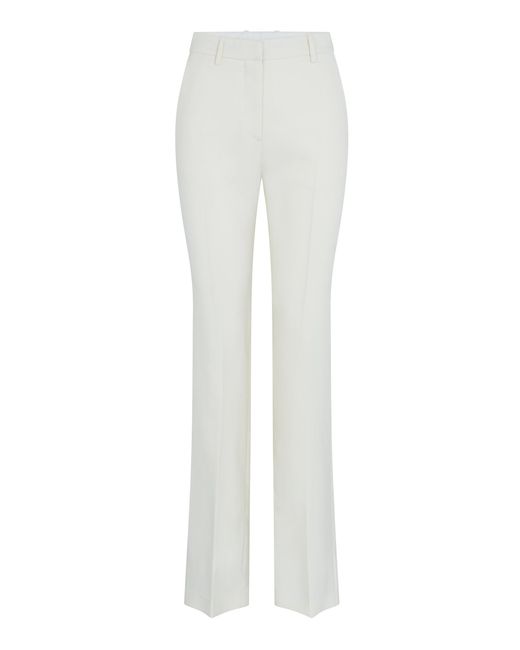 Heirlome White Simone Silk-Wool Straight Leg Trousers