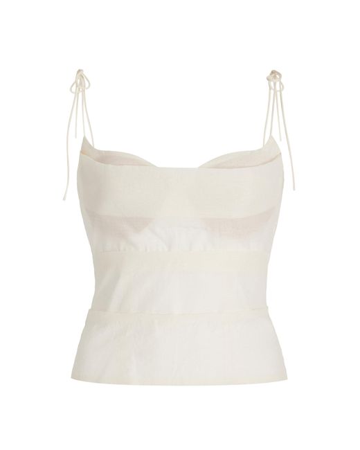 Rosie Assoulin White Cotton And Silk Camisole Tank Top