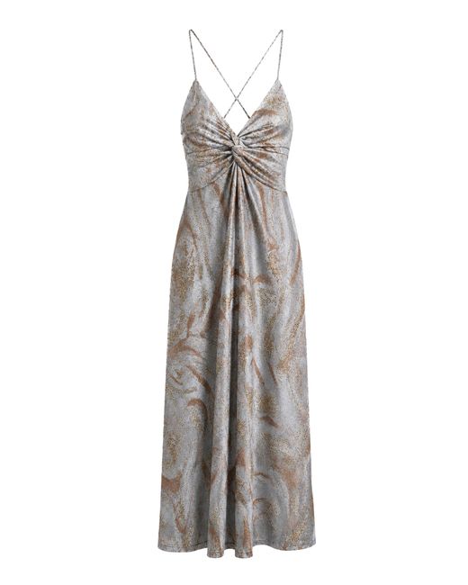 MACCAPANI Gray Knotty Cotton-Blend Jacquard Maxi Dress