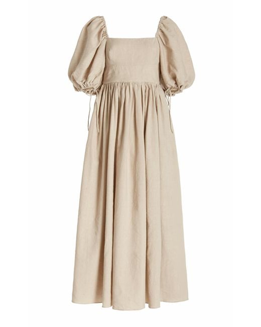 Matteau Natural Linen-blend Maxi Dress